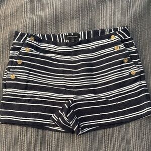 Banana Republic Navy and White Striped High Waist Shorts